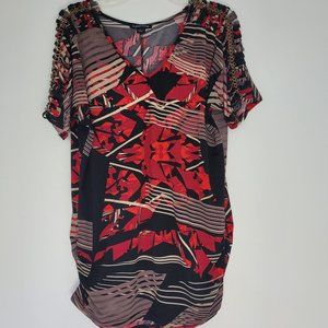 Russell Kemp - L - Red, Tan and Black top